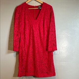 Taylor Red Lace Long Sleeve Dress